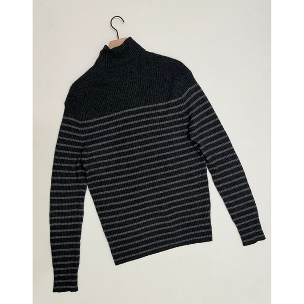 Men's‎ VINCE Cashmere Striped Turtleneck Sweater Gray Ribbed Knitwear X-Large - Picture 7 of 13